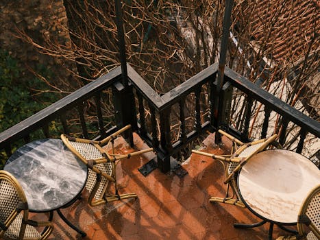 small balcony garden with raised beds