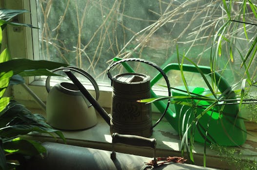 sunny windowsill with plants